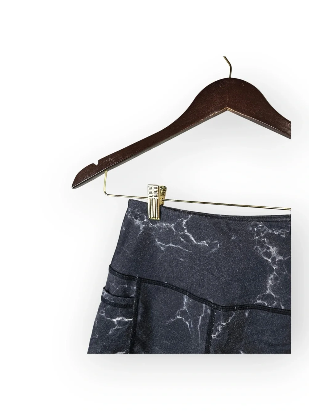 Buffbunny Black Marble High-Waisted Athletic Shorts with Pockets | Extra Small